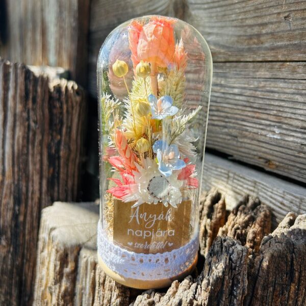 Üvegbúra - Anyák napi - szárazvirágos