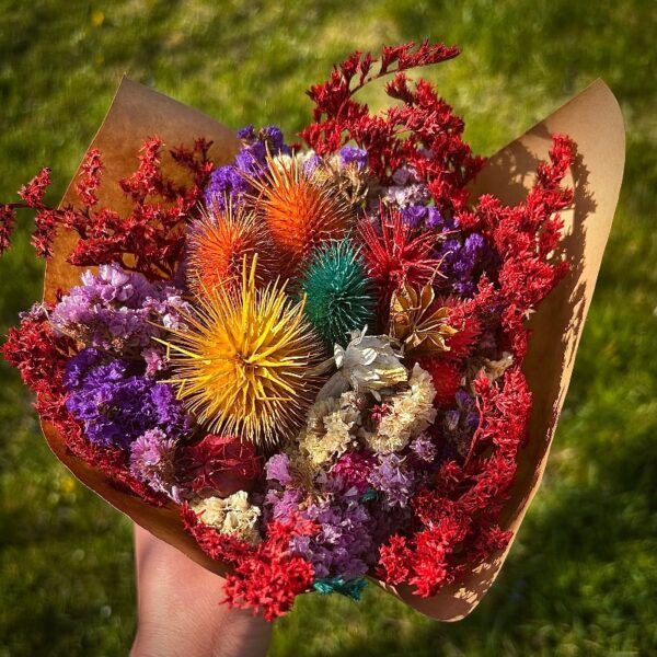 Szárazvirágcsokor - piros statice