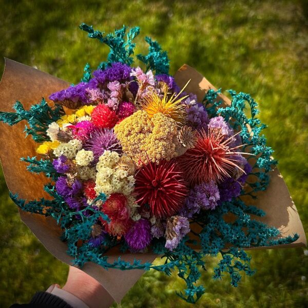 Szárazvirágcsokor - türkiz